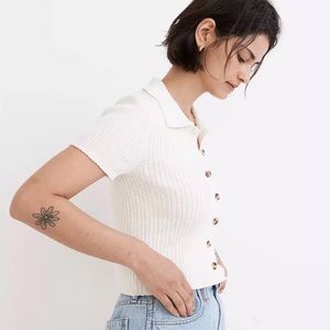 NWT Madewell Barbrook Button-Front Sweater Polo